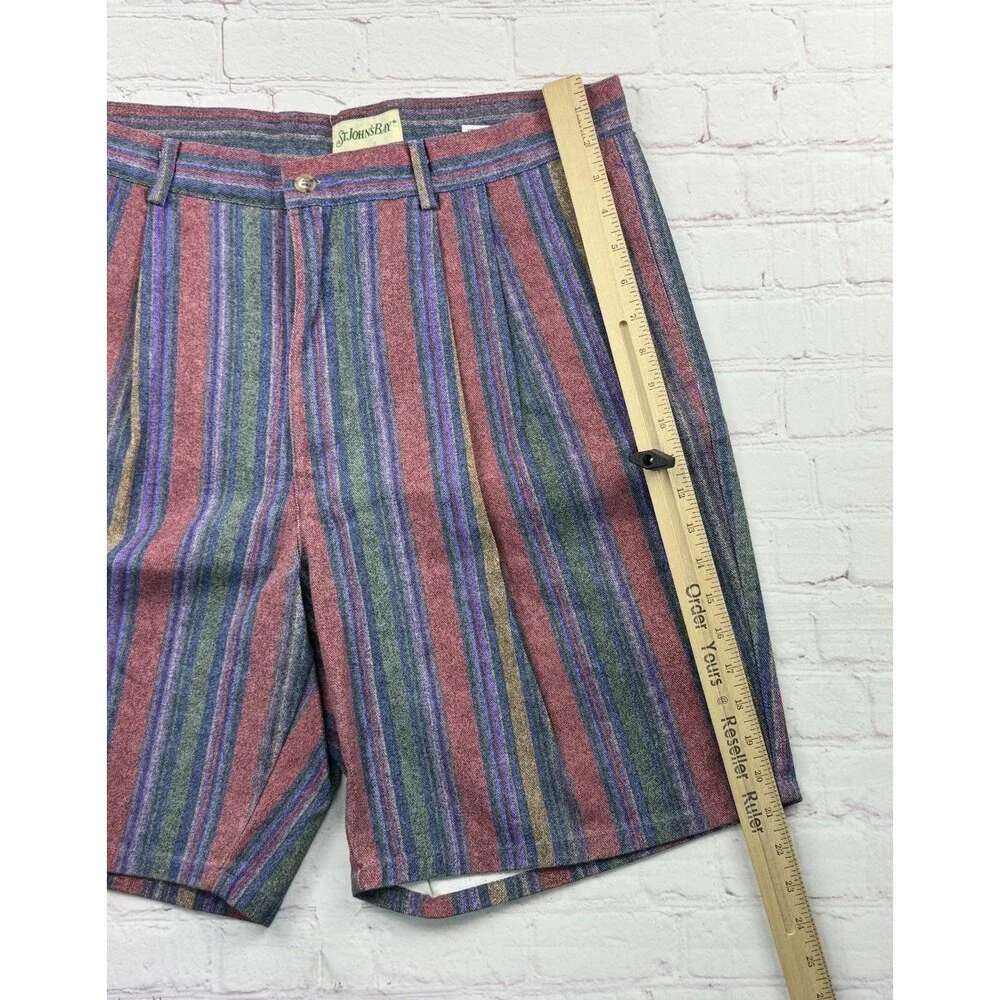 Vintage 90s St. John's Bay Pleated Shorts Mens 36 Striped Southwestern Dad Core